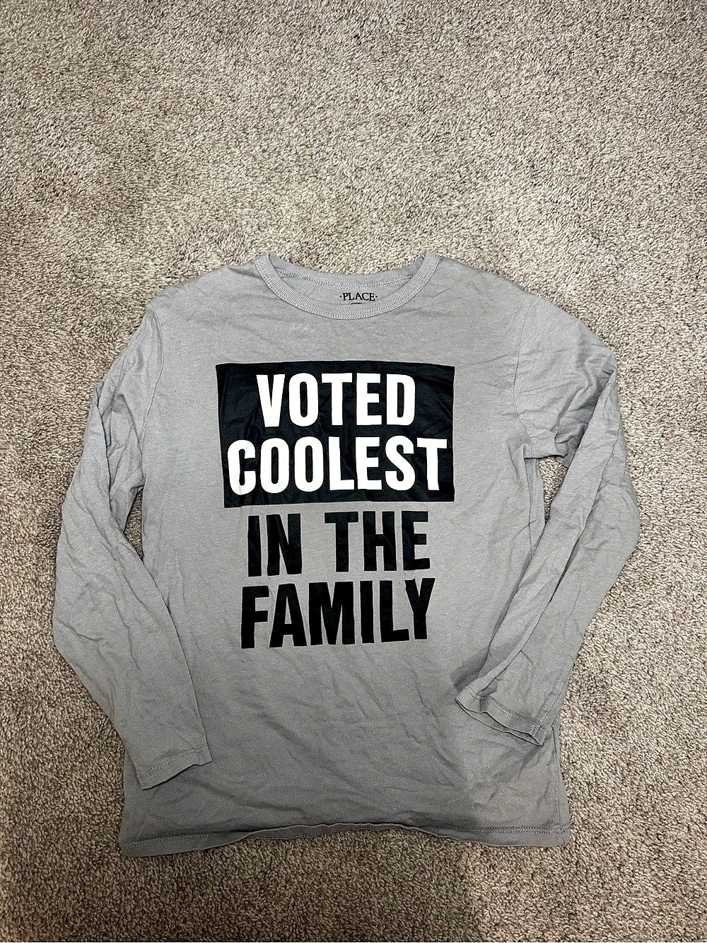 PLACE Boys Long Sleeve Graphic Tee Gray & Black Large